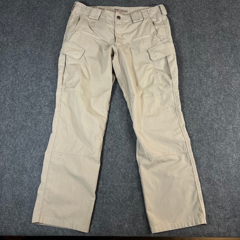 5.11 Tactical Womens Ripstop Cargo Pants Tan Khaki Size 12 Regular Straight Leg